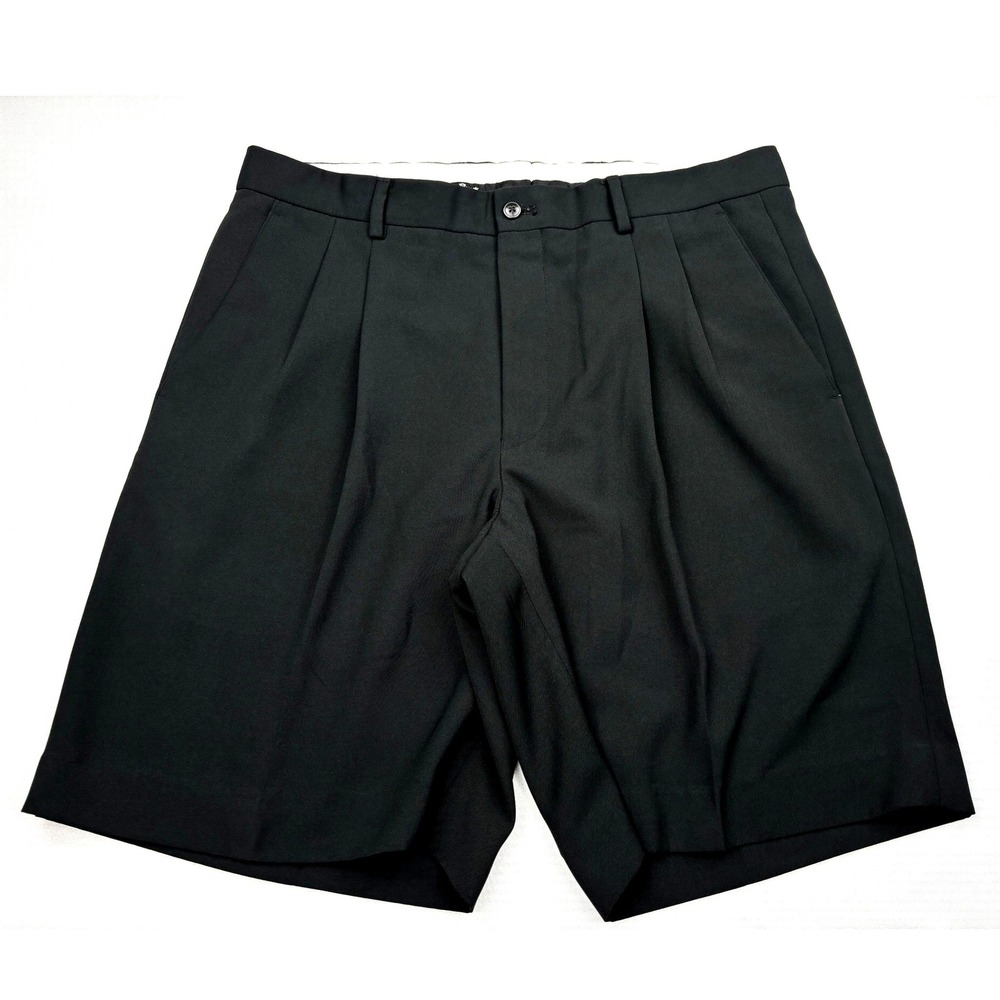 Alan Flusser‎ Golf Mens Shorts Black Pleated Front Size 36 Polyester Casual